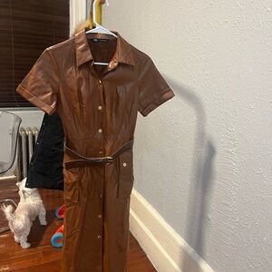 Zara Brown Midi Dress with Belt